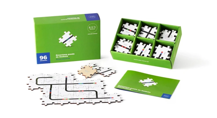 Zestaw I - Aktywna Tablica z Nowymi Ozobotami Bit Plus i drewnianymi puzzlami